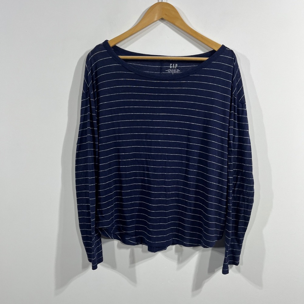 GAP Navy Blue Striped Long Sleeve Tee